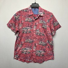 Izod Saltwater Relaxed Classic Fit Hawaiian Button Up Shirt Size Large B266 -14