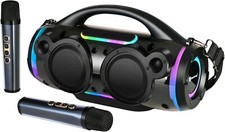 Karaoke Machine with Two Wireless Microphones 60W Portable Karaoke System for