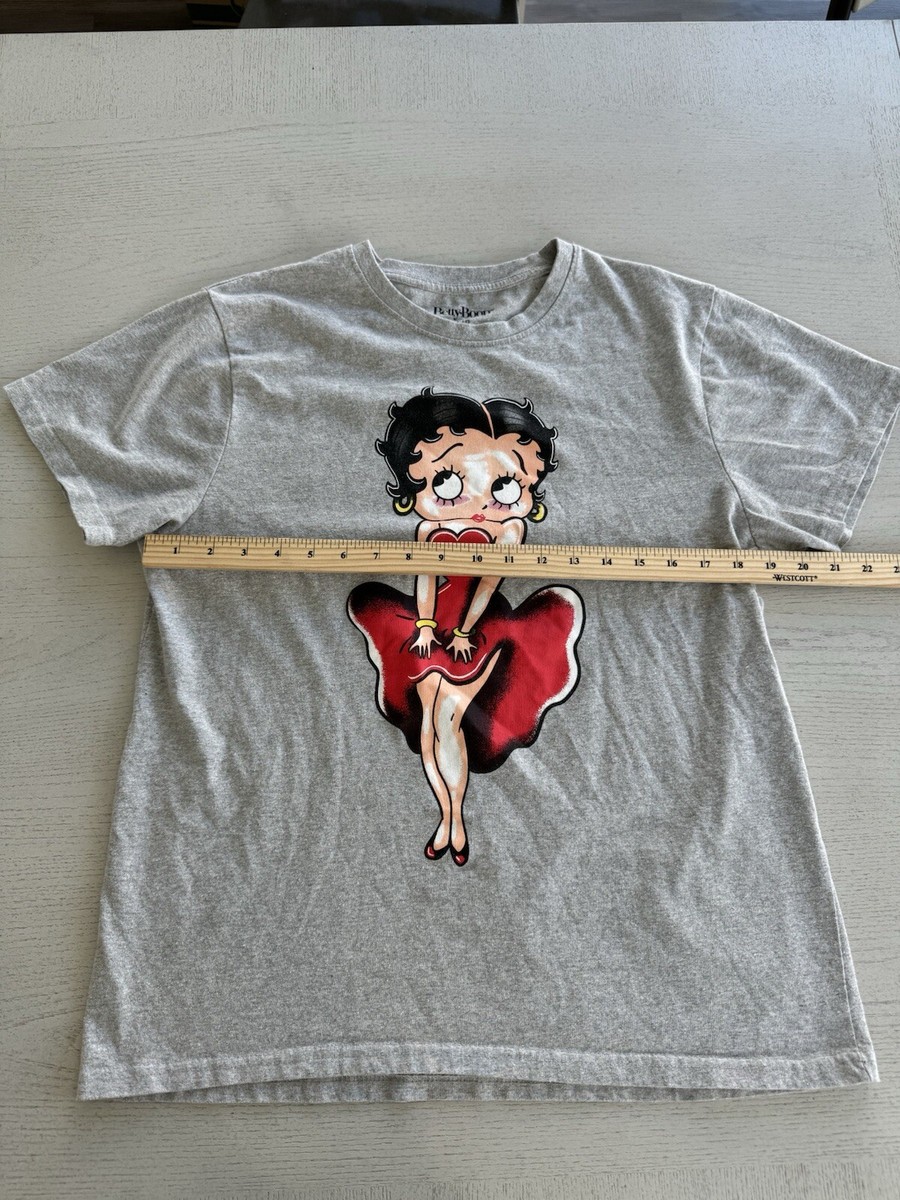 BETTY BOOP Women's Short Sleeve Tee T Shirt in Grey Size Large (D