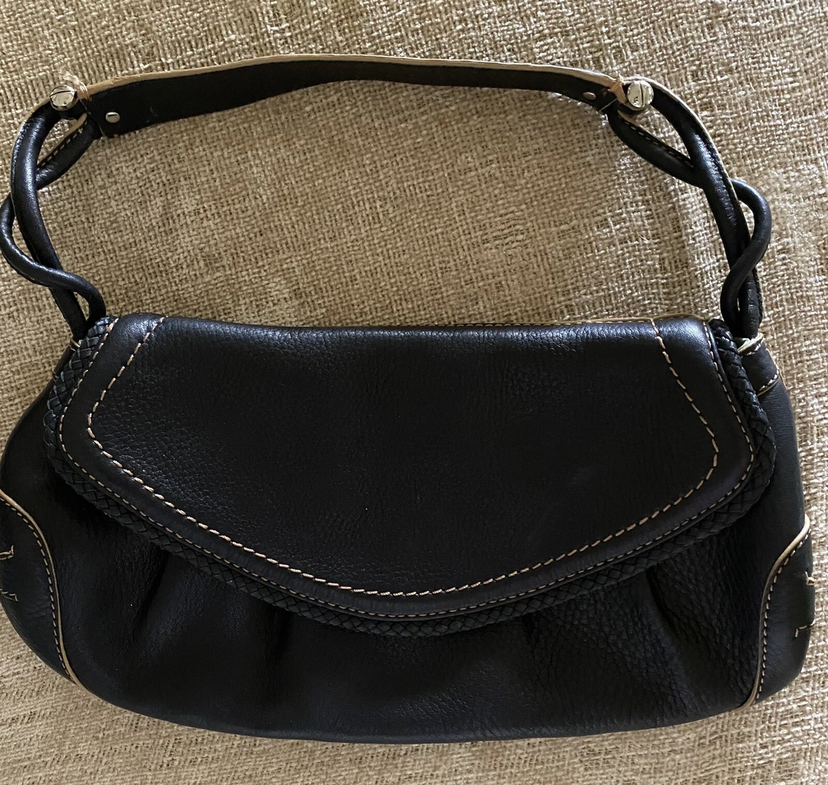 COLE HAAN Leather Black Handbag Small Purse Magnet Closure