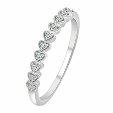 Lovable Round Cut Cubic Zirconia Prong Anniversary 925 Sterling Silver Band Ring