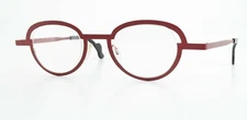 Theo Belgium Glasses Frame Model Move 763 Panto Art Design Semi Rim Dark Red Mat