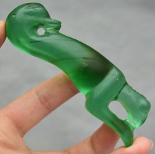 11CM Hongshan Culture Green Crystal Sun God Sun-God Helios Beast Amulet Pendant