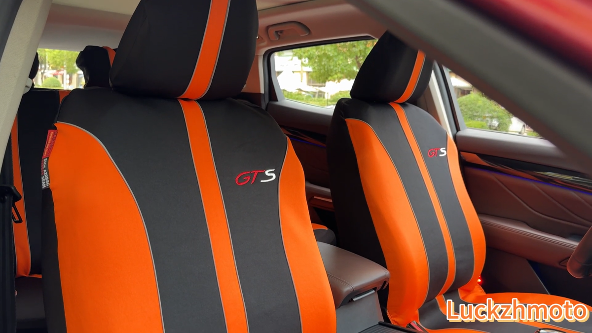 For Hyundai Santa Cruz Car Seat Covers Full Set Black Orange Poly