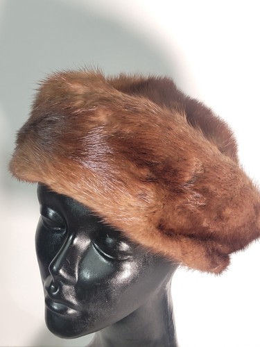 Glenover Faux Fur Pillbox Brown Hat Interior Trim 8" Diameter USA Round - Picture 5 of 5