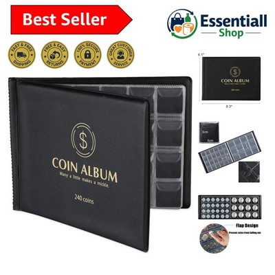 Coin Album Organizer - 14 Pages, Holds 240 Coins, Eco-Friendly & Stylish Binders