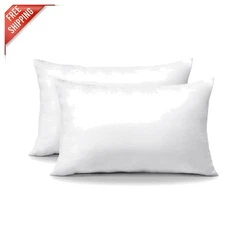 Pack of 2 Hypoallergenic White Throw Pillow Inserts, 12x20 Soft & Fluffy