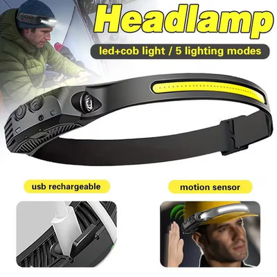 LED Headlamp, USB Rechargeable Headlamp With All Perspectives Induction SET OF 3