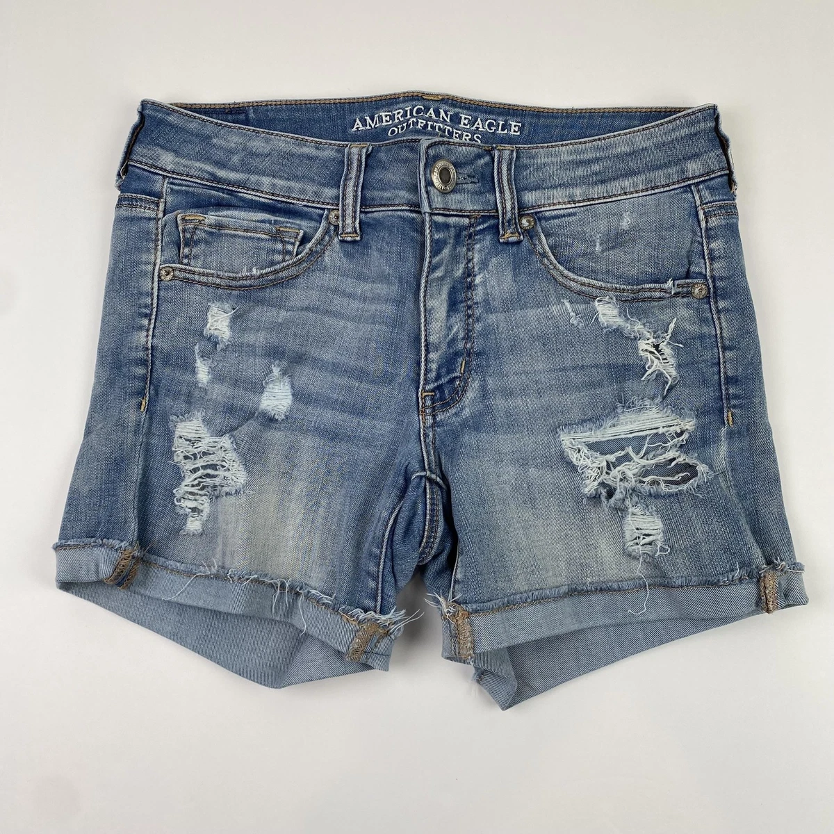 Short Taille Basse American Eagle Outfitters Femme Taille 6 - Jean Coupé Vintage - Bleu