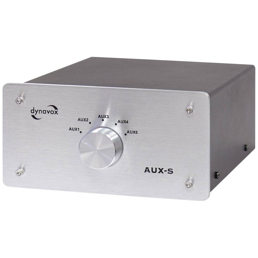 Dynavox AUX-S Commutateur RCA audio avec boîtier métallique argenté