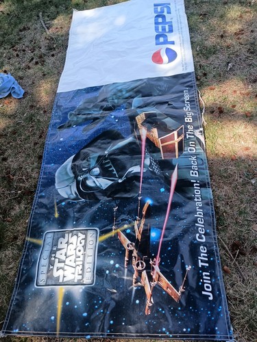 Vintage Pepsi Star Wars Promo Banner 36" X 95" Splits In His Hand
