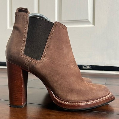 Pollini Women's Brown Leather Ankle High Heeled Boots size 40 Made in Italy
