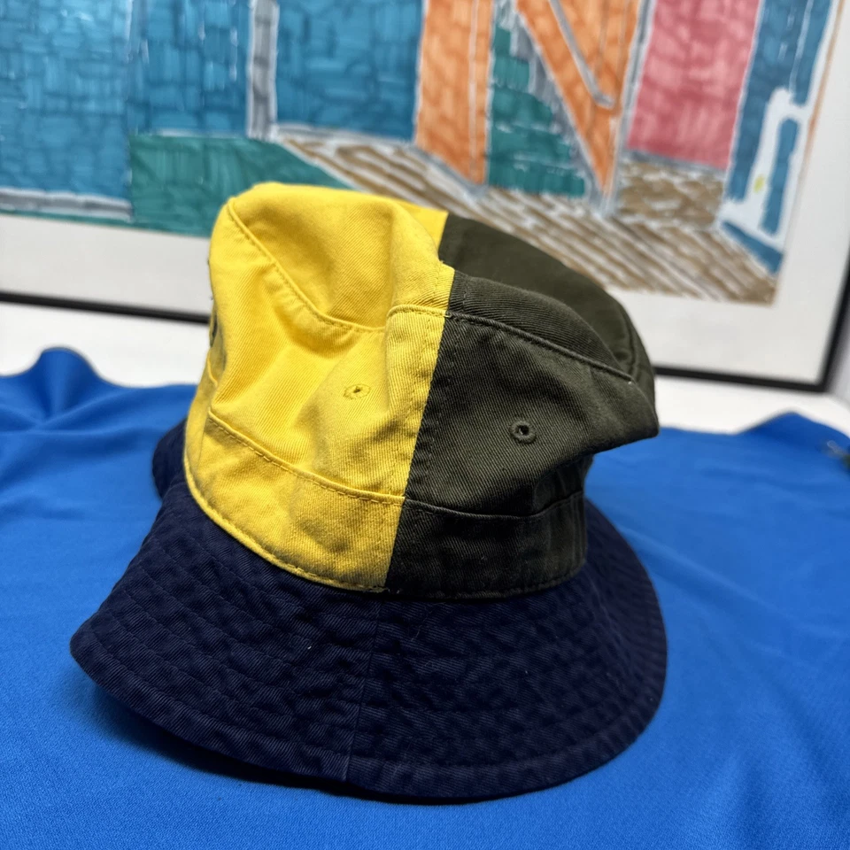 Polo Ralph Lauren 男式 S/M 小马帽蓝色/黄色/绿色色块桶 — 第 3/4 张图片