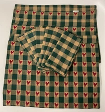 Vtg Park Imports & Designs Buffalo Check Chicken Print 6 Placemats & 6 Napkins