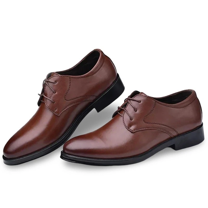 Handmade Brown Genuine Leather Office Derby Lace Up Formal Dress Shoes For Men