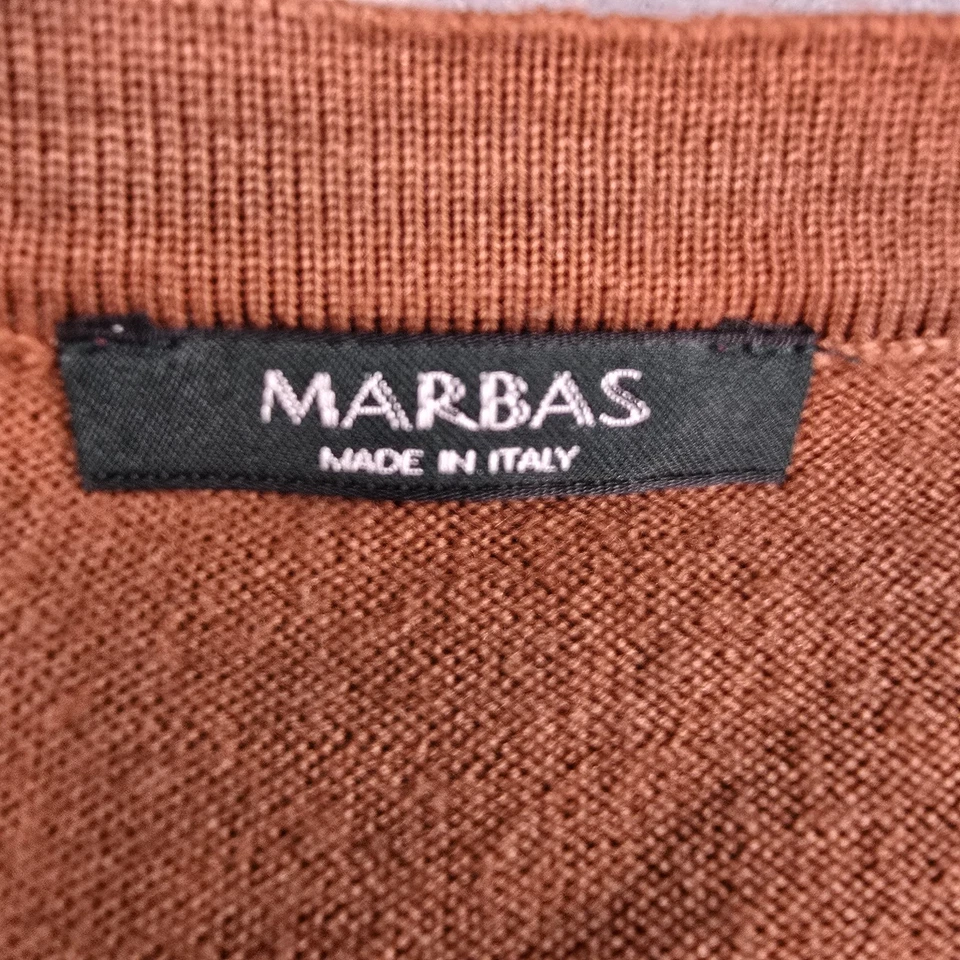 Marbas Sweater Vest Mens Medium Brown Wool Made Italy Merino Extra fine Pullover - Image 4 of 4