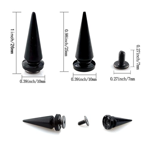 40 Paar Schwarze Kegelspikes Mit Nieten – Punk-Nieten-Set Für Kleidung, Leder & DIY-Projekte