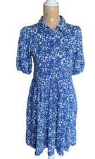 Boden  Womens Jersey Shirt Dress Sea Blue Wildflower Comfort Summer Sz 6