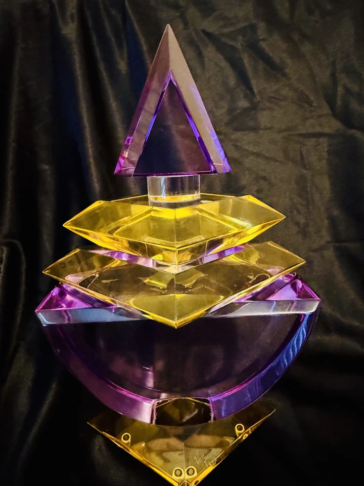Vtg. Hivo Van Teal Signed Mid Century Lrg Perfume Bottle Lucite Sculpture Purple - Image 2 of 4
