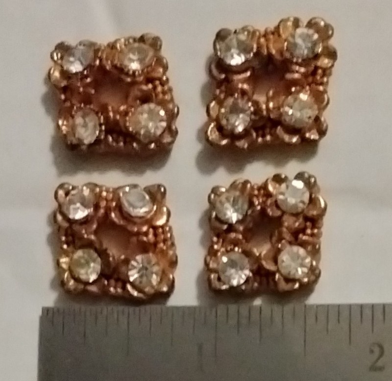 Vintage (4) Rhinestone Ribbon Slides Scarf Dress Trim Embellishments Gold Tone 