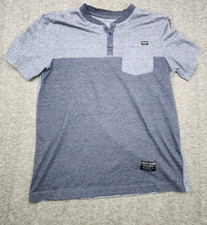 Marc Echo Cut & Sew Henley Mens Medium Blue w...