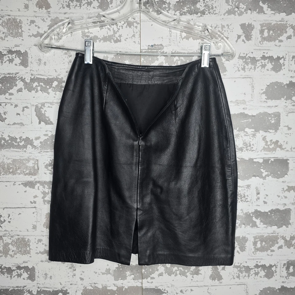 Falda Petite Sophisticate para mujer talla 0 negra 100 % cuero genuino forrada ventilada Foto 3 de 4
