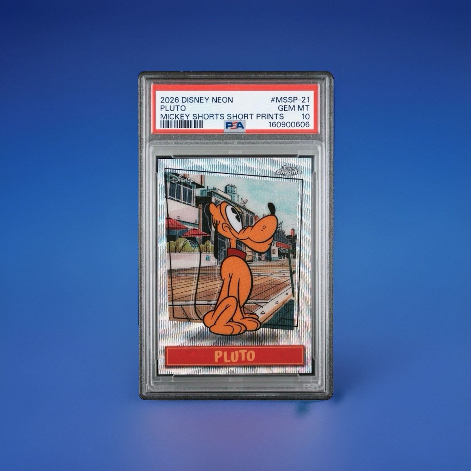 Pop 1 Topps 2026 Disney Neon Pluto Mickey Shorts SP #MSSP-21 PSA 10 GEM MT Rare