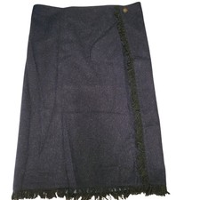 Rare Vintage Dubarry of Ireland wool skirt w fringe one size Academia