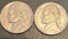 1975 P + D Jefferson Nickel 5 Cents, Set  2 Coins. circulated