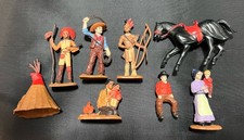 Cowboy and Indians 2.5-3  Vintage Plastic Figures Lot Of 8