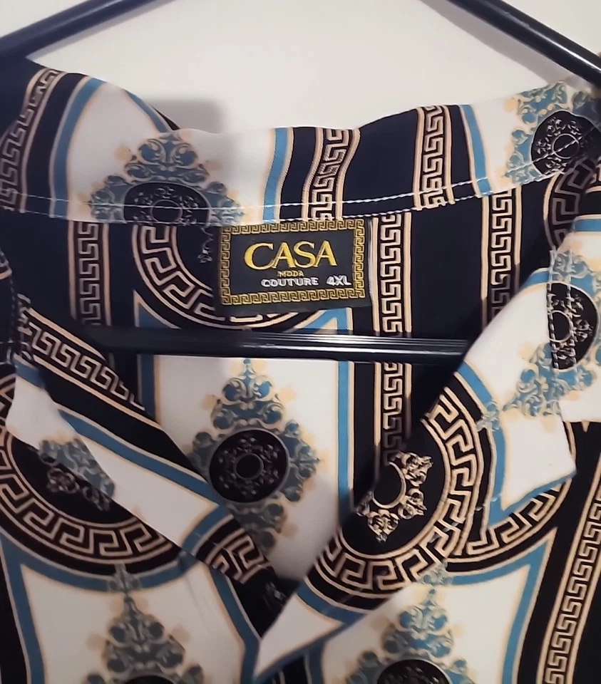 Casa Moda Couture Men’s 4XL Short Sleeve Shirt Medium Baroque Gold Black White - Image 2 of 4