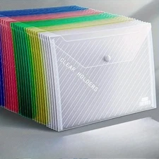 1x Mixed Color Folding File Bag Button Closure Design Office Organizers School
