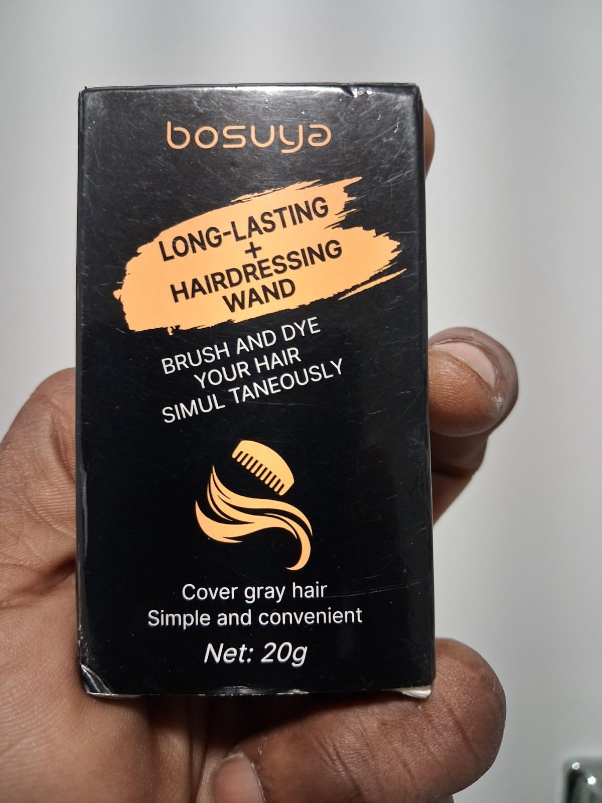 bosuya Long-Lasting Hair Dye Stick Cover Gray Hair Black 20g