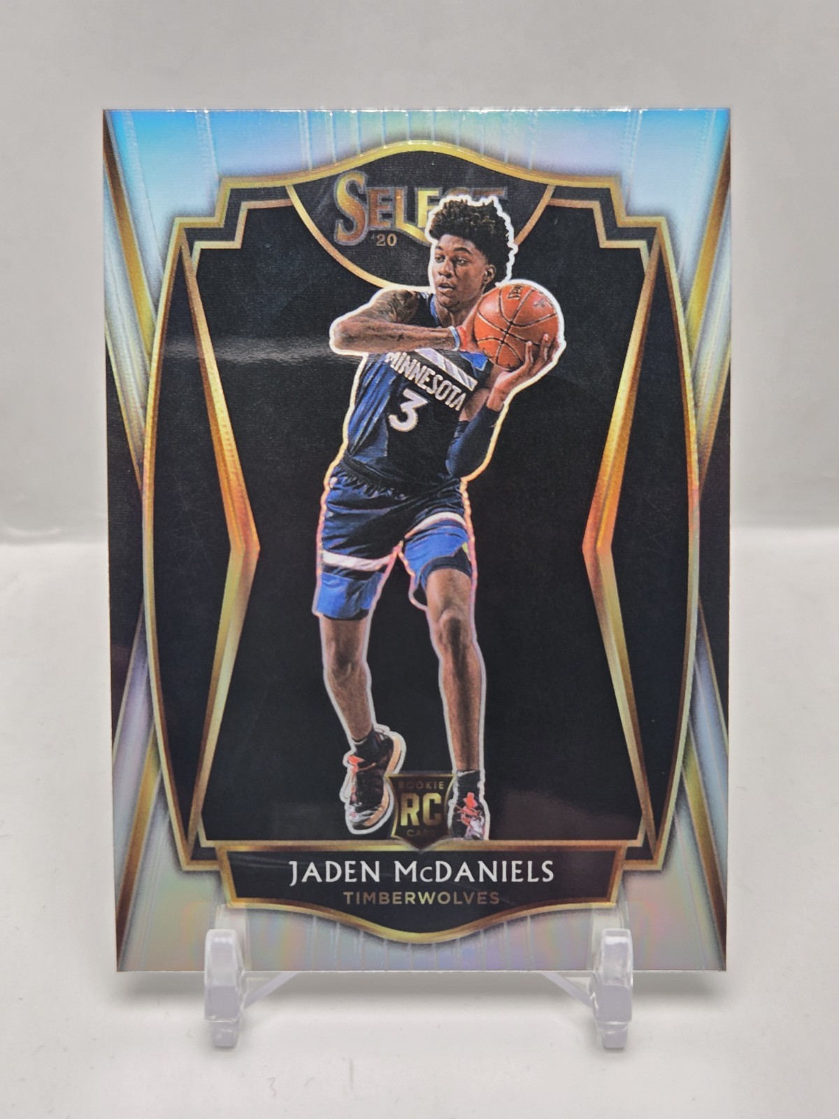 2020-21 Panini Select Jaden McDaniels Premier Level #197 Silver Prizm (RC)