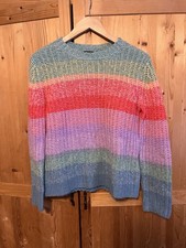 AQUA 100 Cashmere Colorful Striped Knit Pullover Sweater Size XS