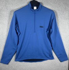 Vintage Patagonia Pullover Mens Large Blue 1/2 Zip Hiking Back Pocket USA Made