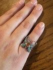 Vintage Navajo Sterling Silver Butterfly Chip Inlay Ring Size 5.5 — photo 4