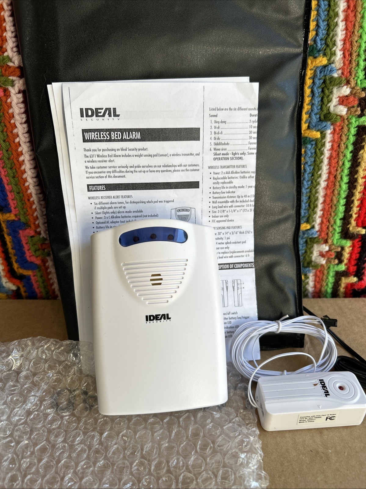 Secure Bed Alarm for Elderly Adults - Long-Term 29&rdquo;x14&rdquo; Pressure Sensor Pad