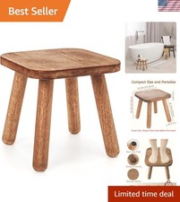 9 Inch Small Wooden Step Stool, Non-Slip One Step Stool for Adults, Holds up ...