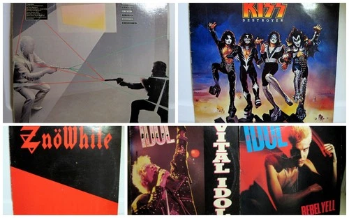 5 Pc Lot Heavy Metal Rock Vinyl Albums KISS BALANCE Billy Idol ZNOWHITE