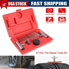 57 Piece Tire Repair Tools Kit Plug Flat and Punctured Tires for Motorcycle ATV
