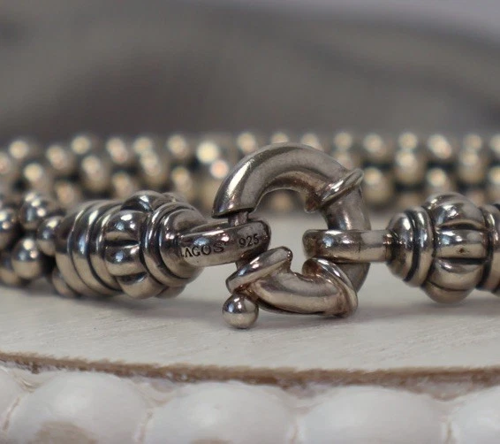 Brazalete de 4 estaciones de caviar de plata de ley Lagos 39,78 G / 7,5 pulgadas / 7 mm Foto 3 de 4