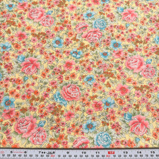 Vintage Florals on Yellow Unbranded Cotton Fabric by the HALF YARD
