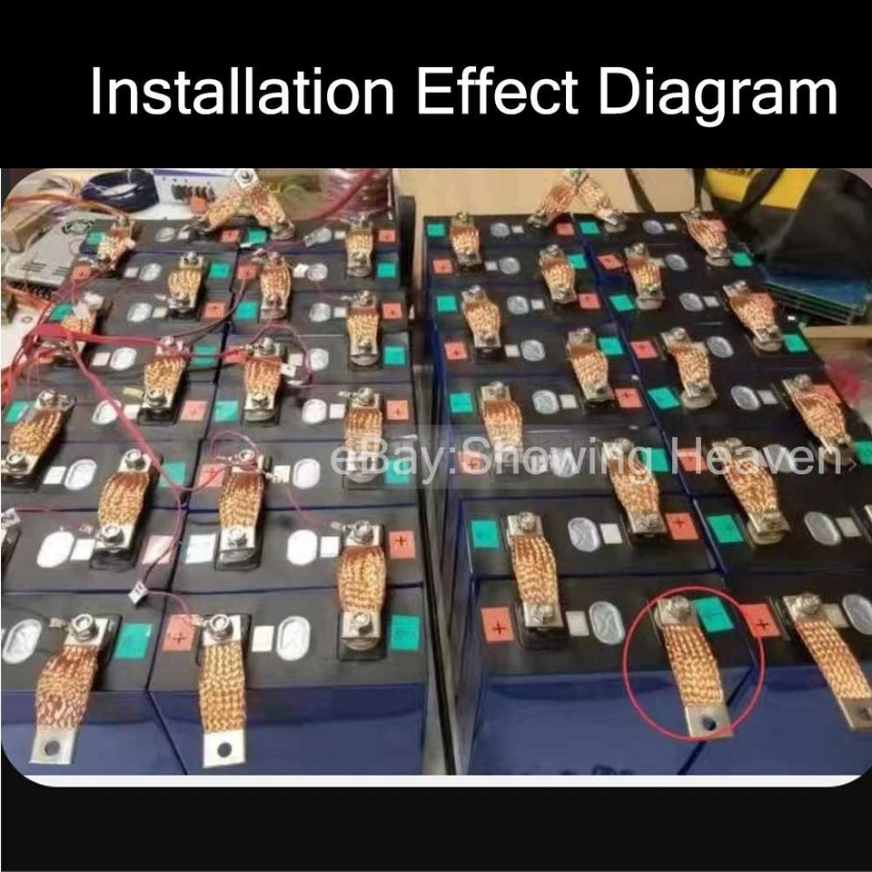 Barra colectora conector trenzado de cobre flexible de 2 piezas para celda de litio solar LiFepo4 hágalo usted mismo Foto 3 de 3