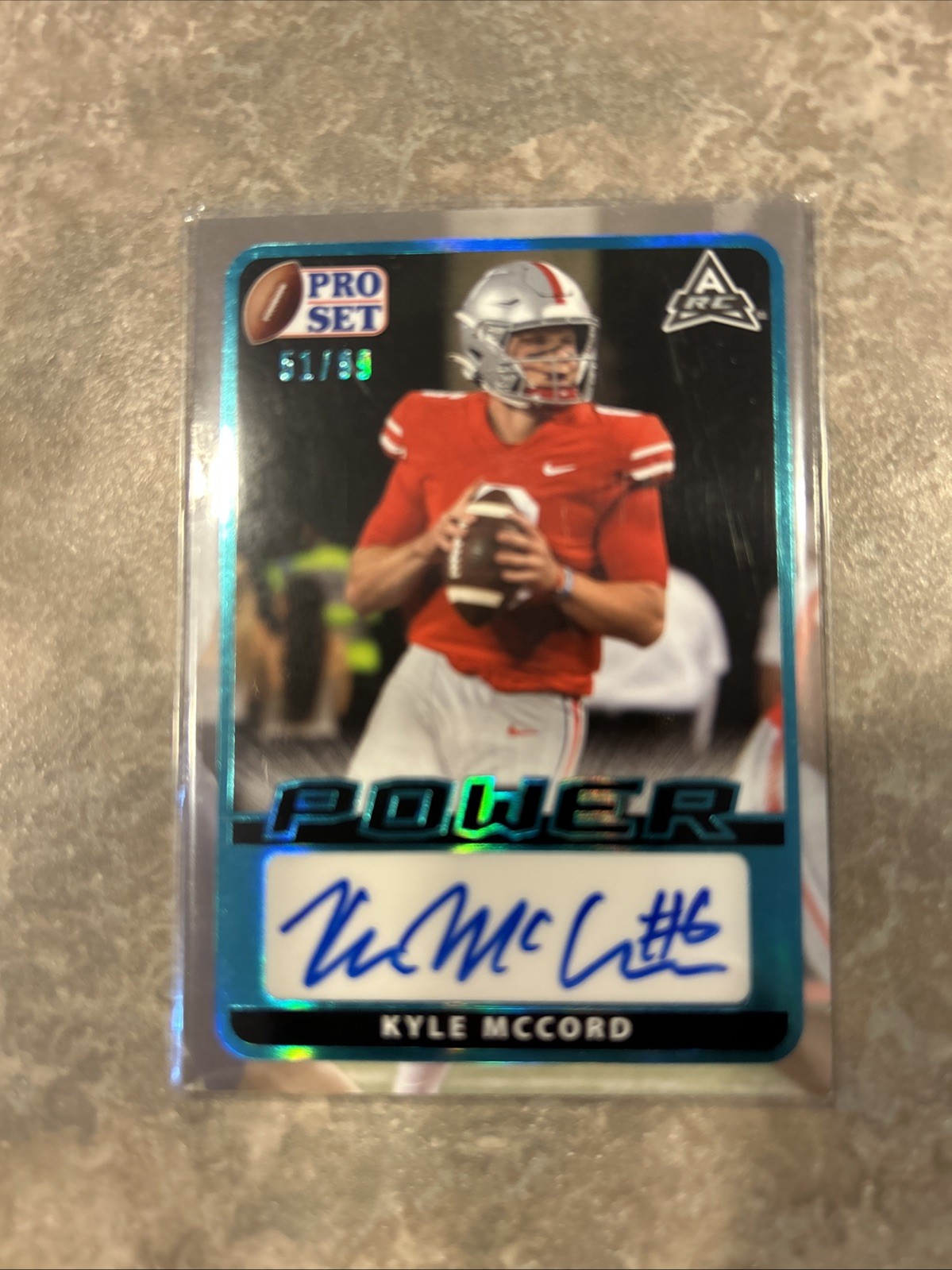2021 Leaf Pro Set Power Base Platinum Spectrum Foil /99 Kyle McCord #BA-KM1 Auto