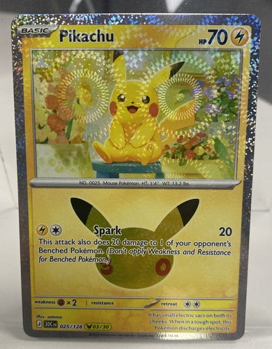 Pikachu - 25/128 30th Celebration 03/30 Holo NM Pokemon TCG