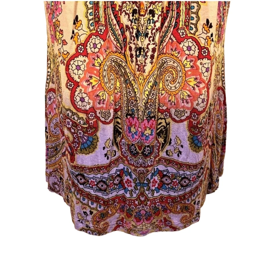 VTG Y2K Lace Top Indie Colorful Paisley Sheer Artsy Feminine Silky Tunic SZ S - Image 4 of 4