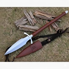 Hand Forged Norse Spear 32 Inch Viking Inspired Steel Spearhead with Rosewood