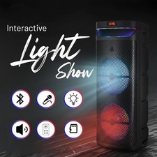 Dual 10'' Portable Bluetooth Speaker Sub woofer Heavy Bass Sound System Party