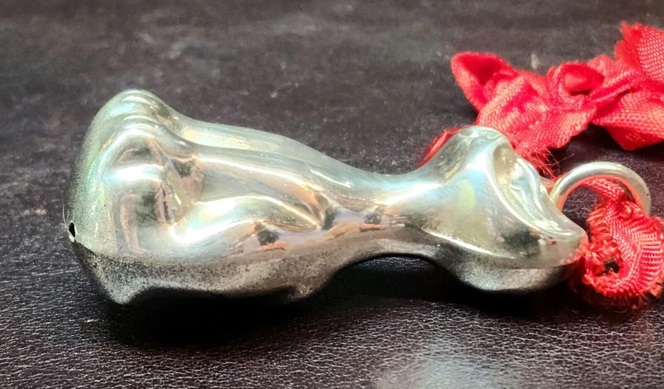 *RARO* Antigua estatuilla de gato bebé sonajero/chupete dental, plato de plata, Dinamarca Foto 4 de 4